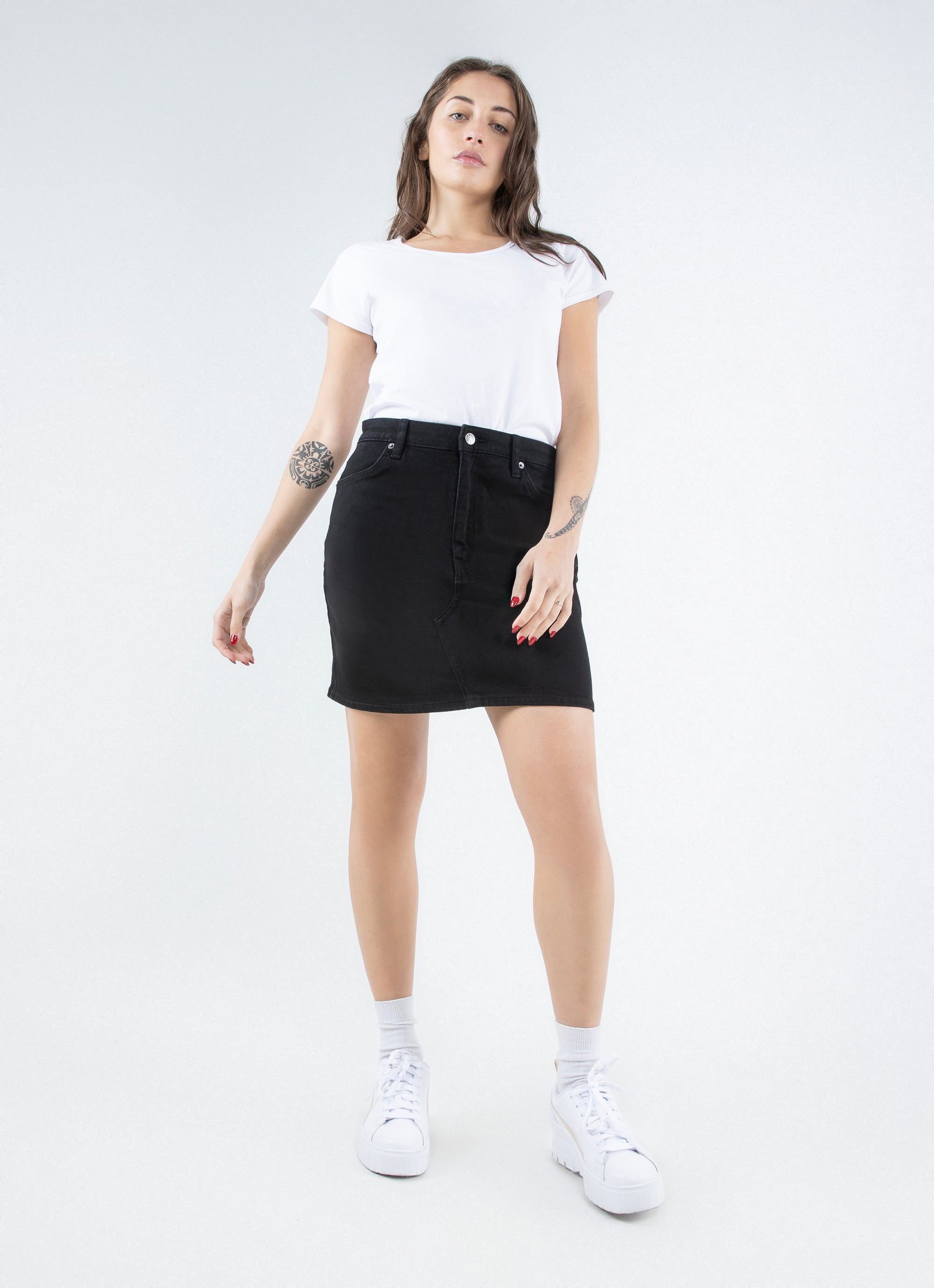 PADLOCK STRAP MINI DENIM SKIRT in black | JW Anderson US