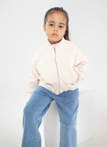 Royàl Kids Couture Bomber Jacket in Beige