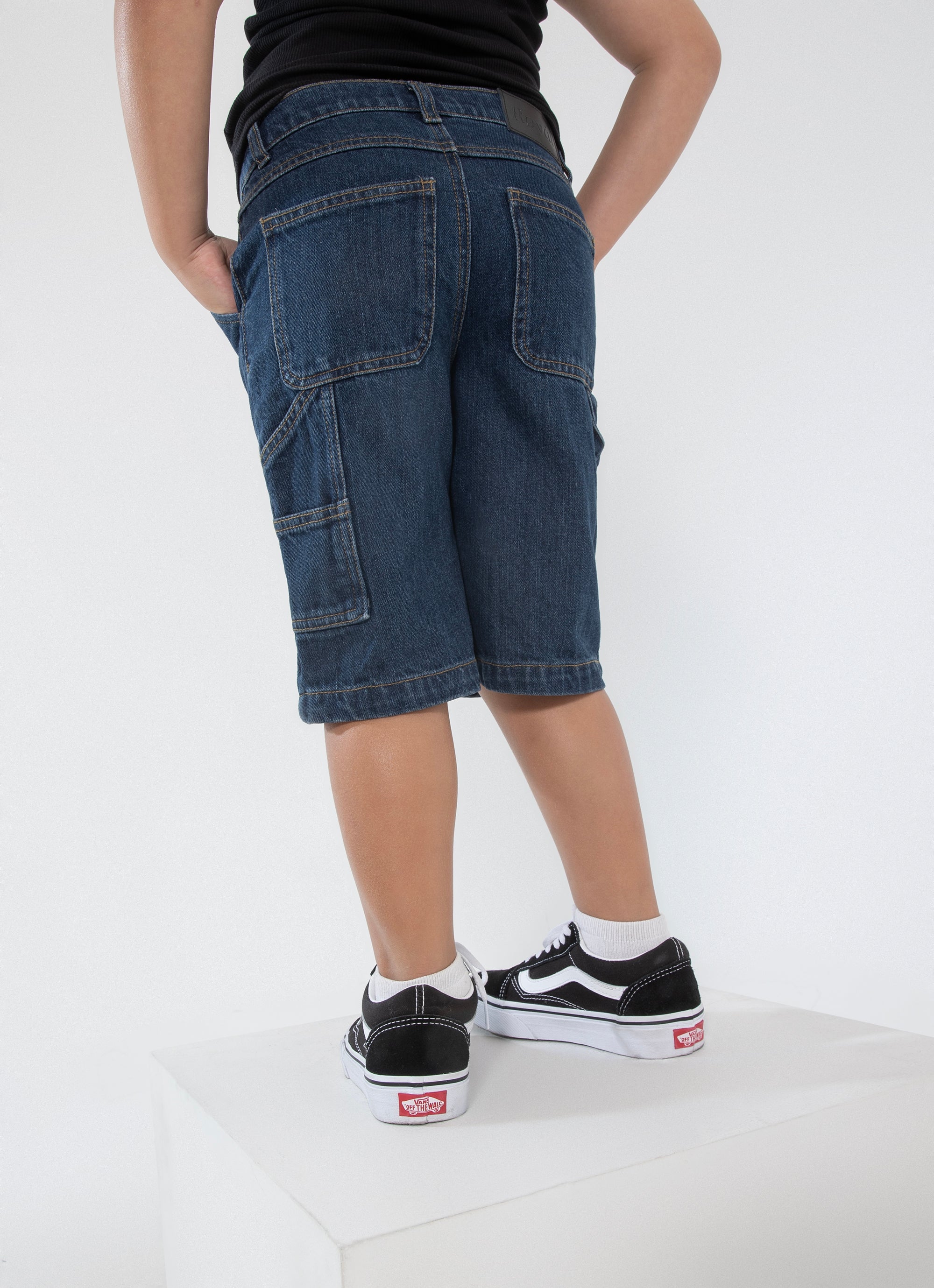 Royàl Kids Denim Cargo Shorts in Blue