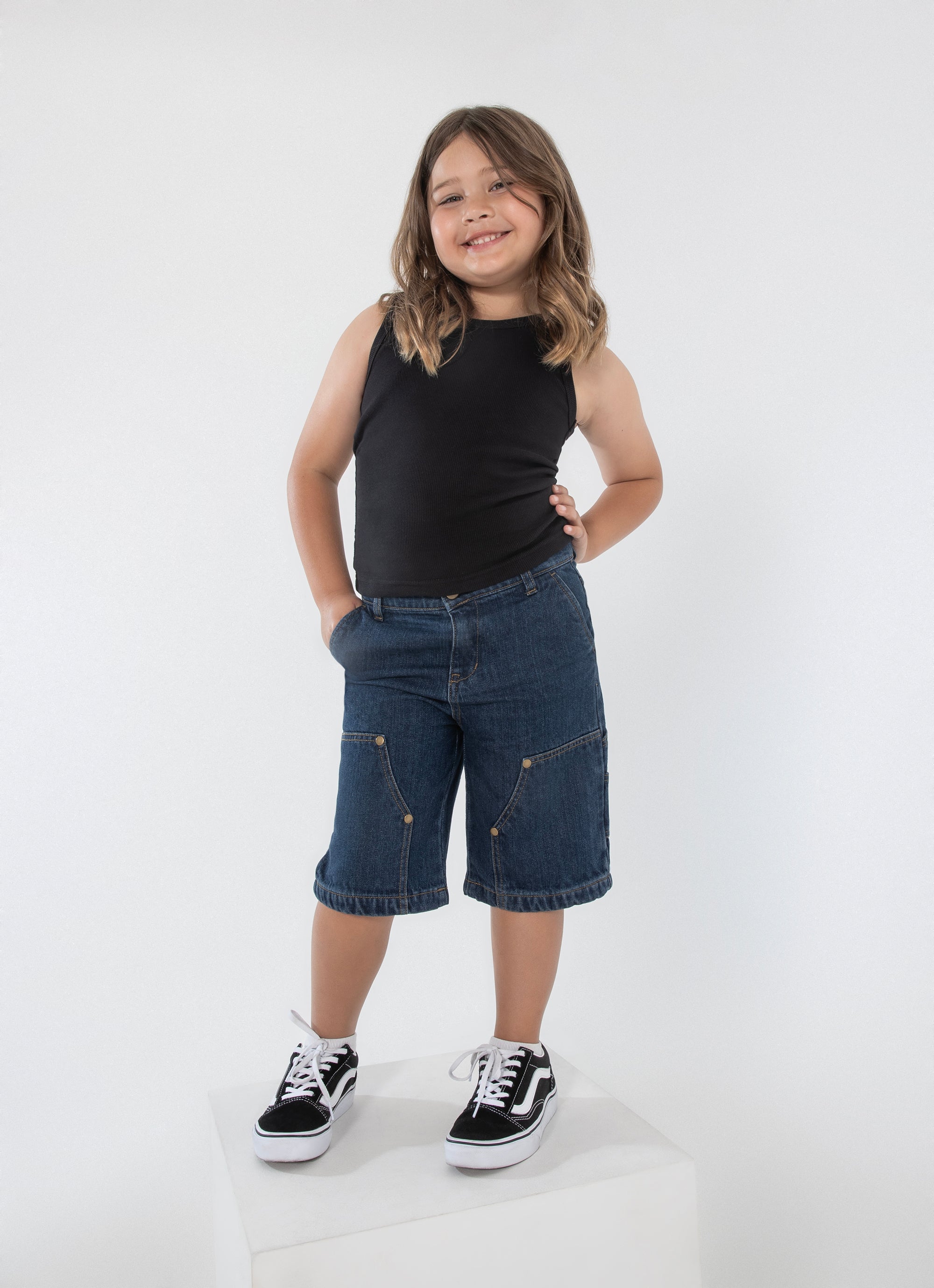 Royàl Kids Denim Cargo Shorts in Blue