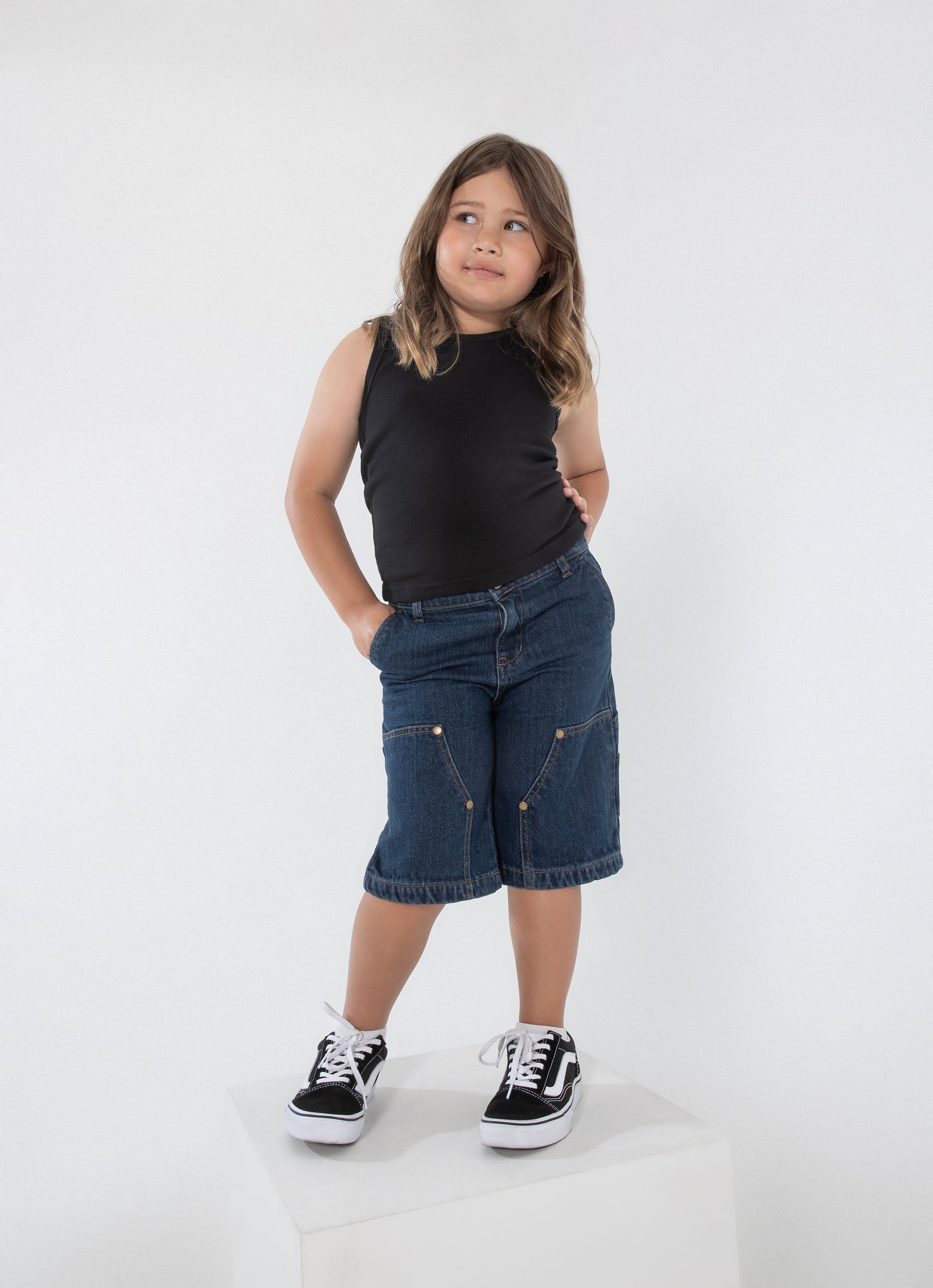 Royàl Kids Denim Cargo Shorts in Blue