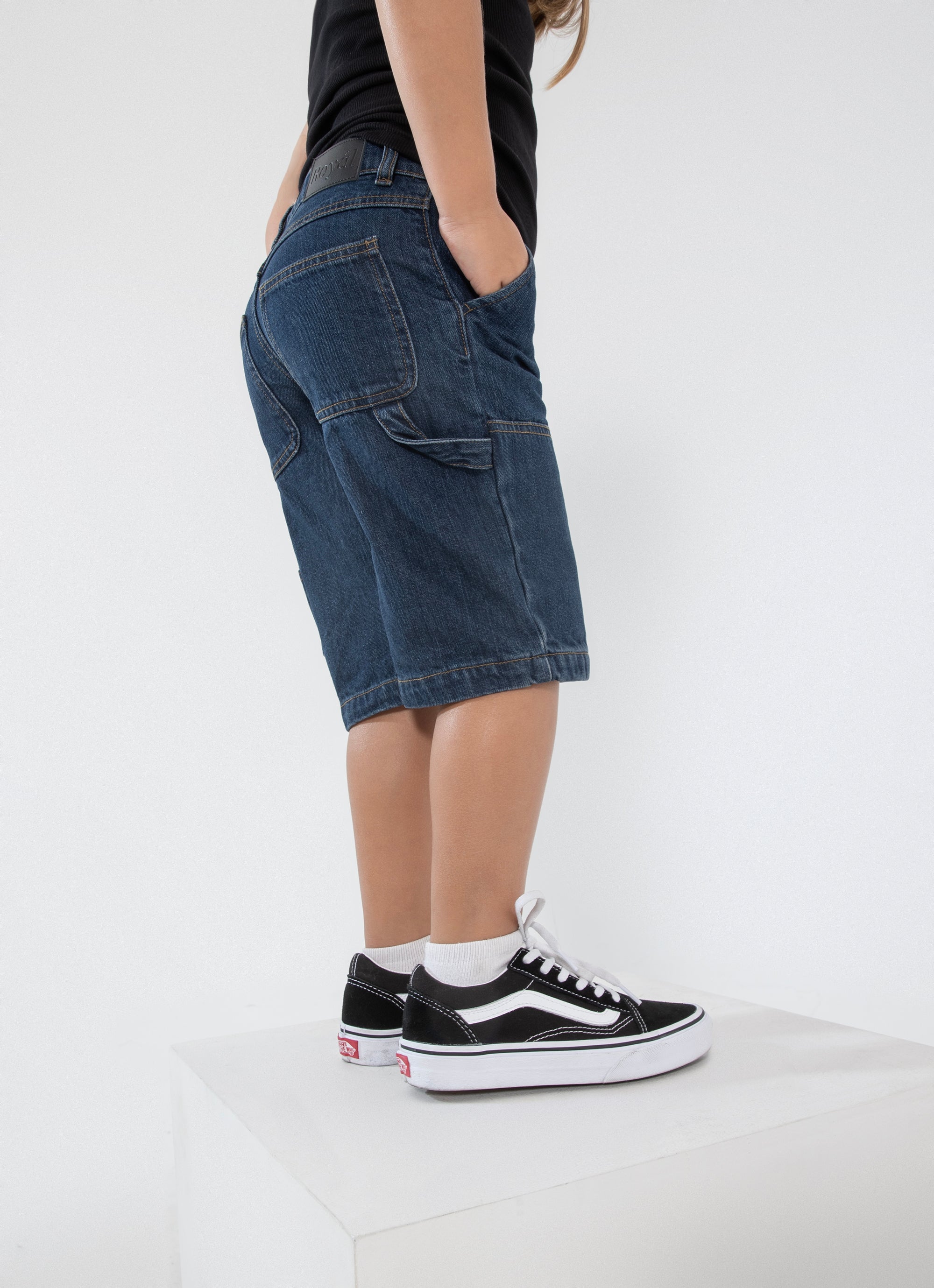 Royàl Kids Denim Cargo Shorts in Blue