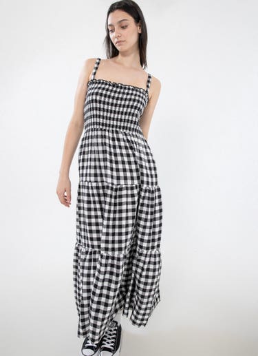 Royàl Sleeveless Checkered Dress in Black
