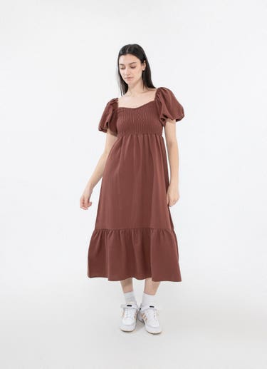 Royàl Square Neck Dress in Brown