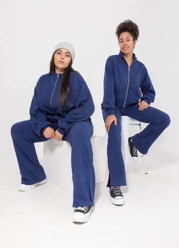 Royàl Zipped Up Jacket - Curve in Blue