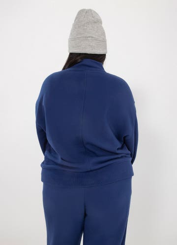 Royàl Zipped Up Jacket - Curve in Blue