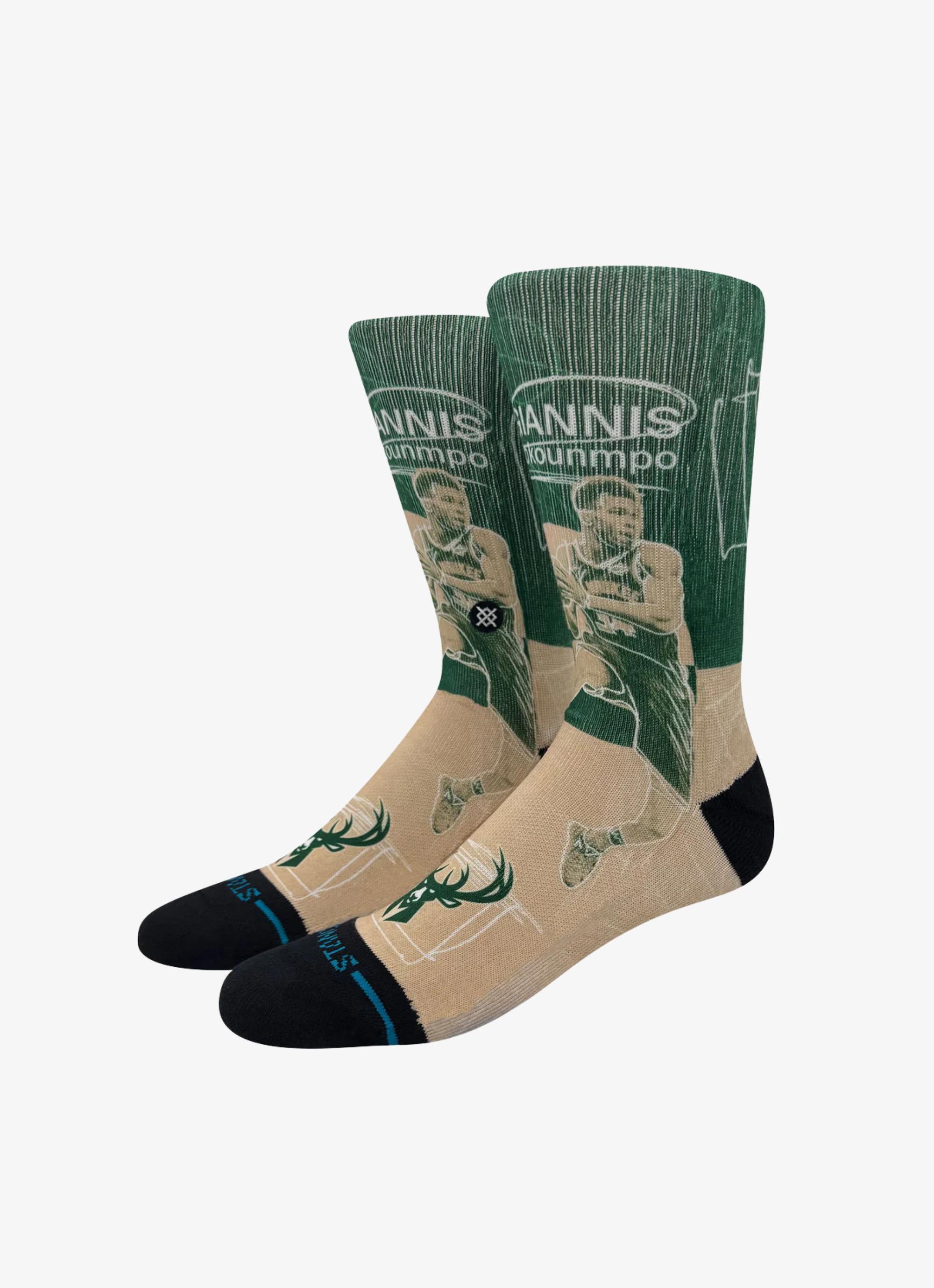 Stance Nba Milwaukee Bucks Pasted Giannis Mid Cushion Socks in
