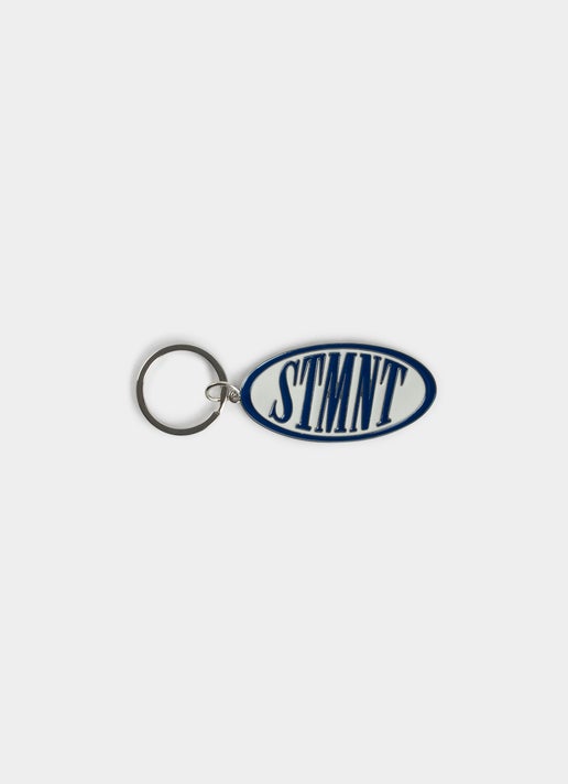 Statement Oval Logo Keychain in Blue | Red Rat