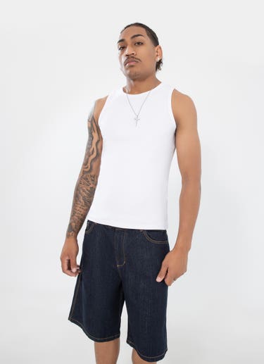 Stmnt Base Rib Singlet White in White
