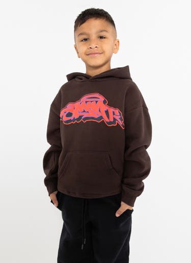 Stmnt Kids Tag Hoodie in Brown