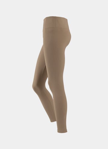 Stryde Amber Ribbed Leggings - Curve in Beige