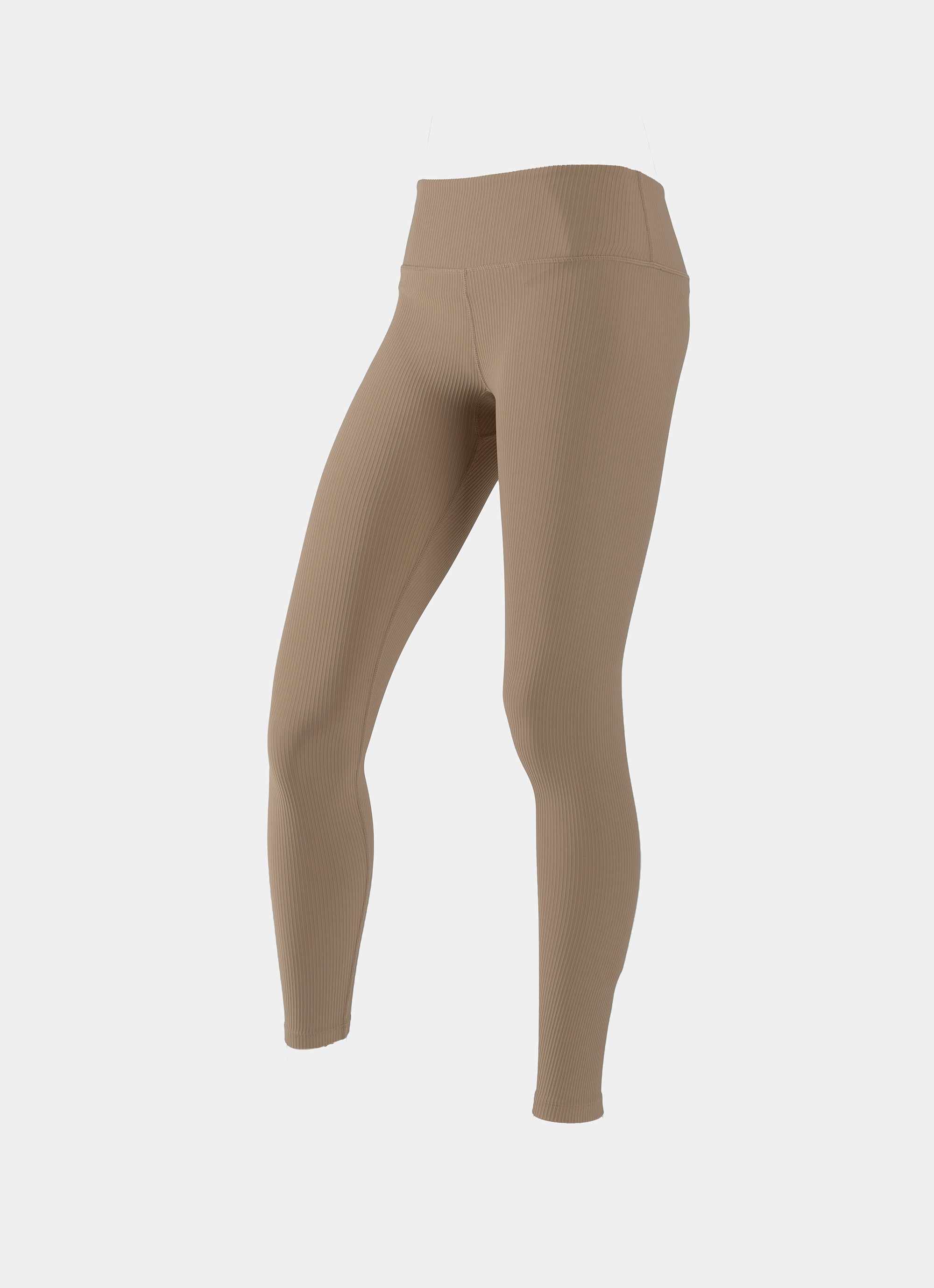 Stryde Amber Ribbed Leggings - Curve in Beige