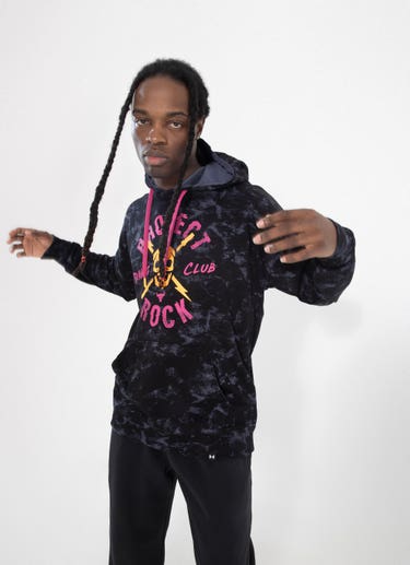 Under Armour Project Rock Aop Rival Terry Hoodie in Black