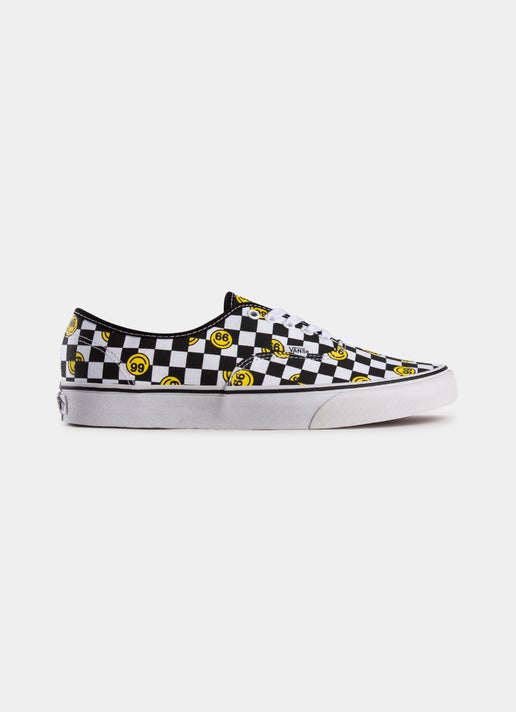 Vans Authentic Smiley Checkerboard Shoes in Black | Red Rat