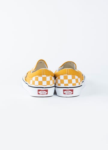 vans slip on yellow checkerboard