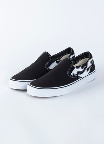 Vans Classic Slip-On Flame Shoe In Black | Red Rat