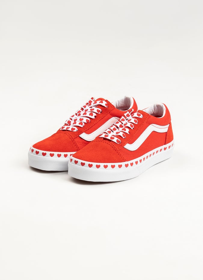 Vans Old Skool Heart Foxing Shoe Kids Vans Red Rat