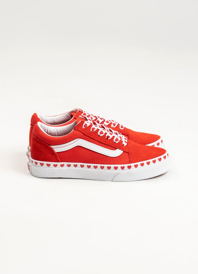 Vans Old Skool Heart Foxing Shoe Kids Vans Red Rat