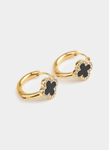 Vendetta 4 Leaf Hoop Earring - 18k Gold Plated in Gold