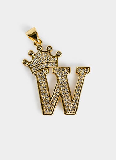 Vendetta Crown Letter W Pendant - 18k Gold Plated in Gold