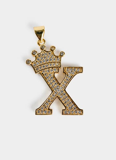 Vendetta Crown Letter X Pendant - 18k Gold Plated in Gold