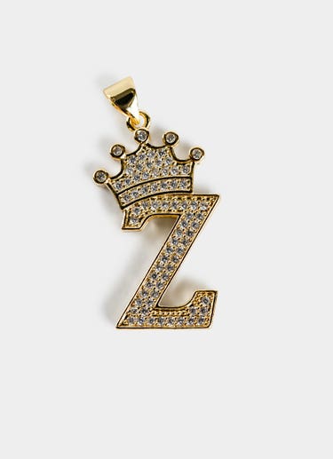 Vendetta Crown Letter Z Pendant - 18k Gold Plated in Gold