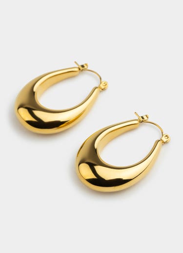 Vendetta Curve Hoop Earring - 18k Gold Plated in Gold