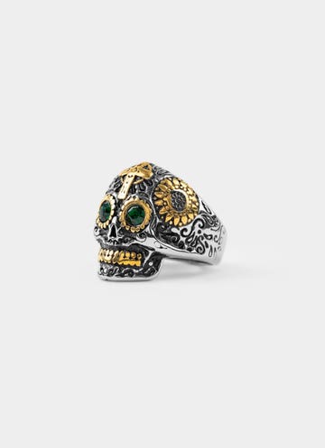 Vendetta Dia De Los Muertos Ring in Silver