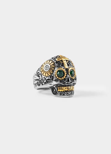 Vendetta Dia De Los Muertos Ring in Silver