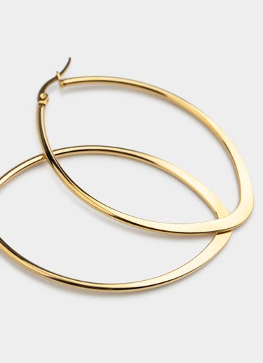 Vendetta Flat Hoop Earrings - 18k Gold Plated in Gold