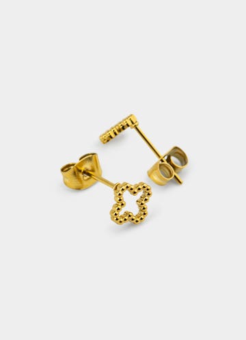 Vendetta Four Leaf Outline Earrings 18k Gold Plated in Gold