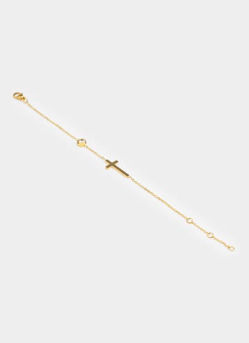Vendetta Golden Cross Stud Bracelet - 18k Gold Plated in Gold