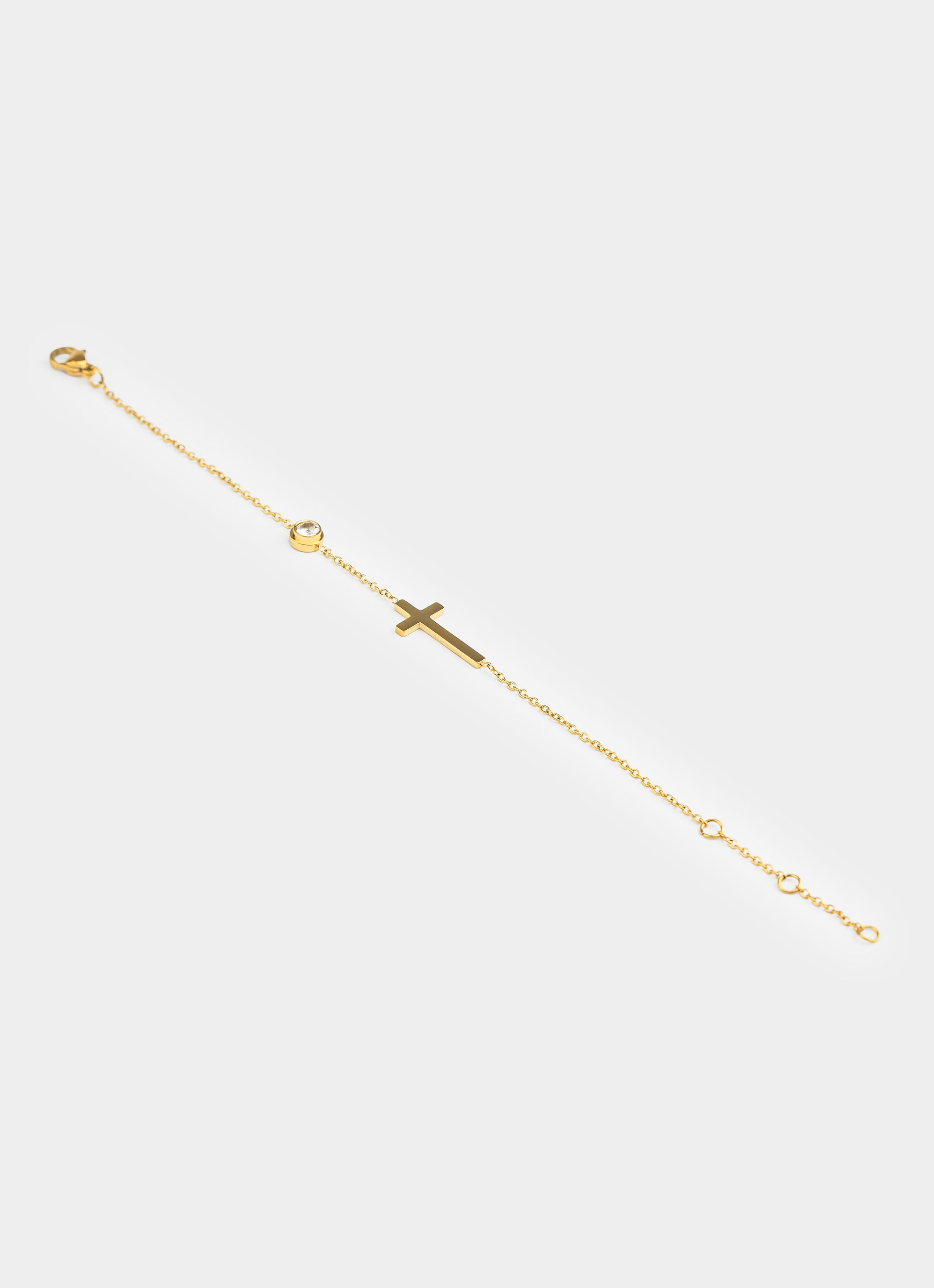 Vendetta Golden Cross Stud Bracelet - 18k Gold Plated in Gold
