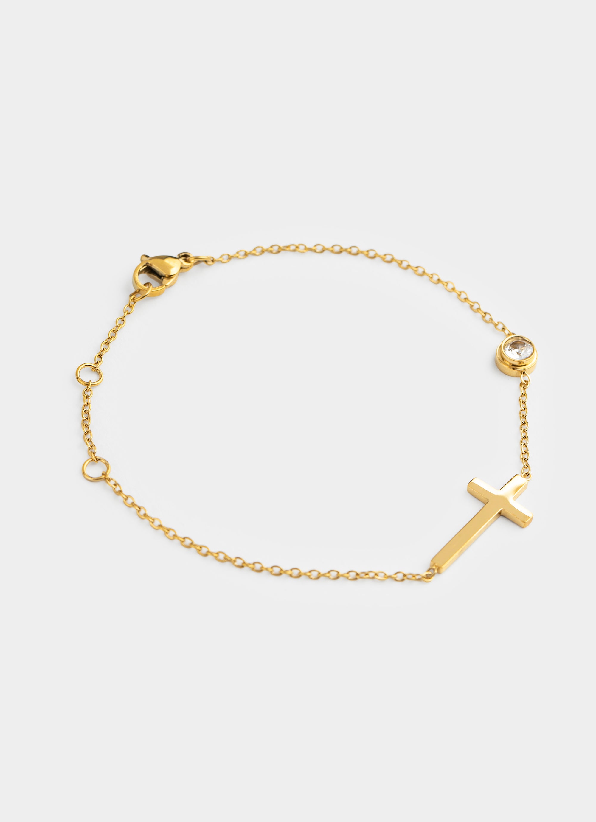 Vendetta Golden Cross Stud Bracelet - 18k Gold Plated in Gold