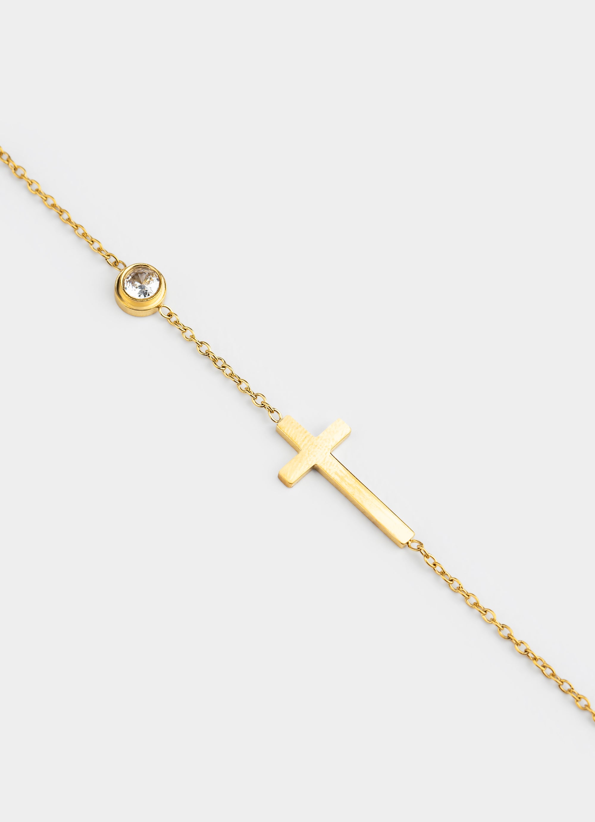 Vendetta Golden Cross Stud Bracelet - 18k Gold Plated in Gold