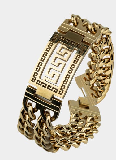 Vendetta Greca Cuban Double Bracelet - 18k Gold Plated in Gold