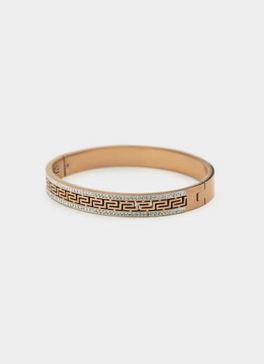 Vendetta Greca Icy Bangle - Rose Gold Plated in Pink