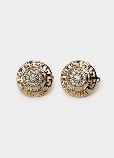 Vendetta Greca Icy Shield Earring - Rose Gold Plated in Gold