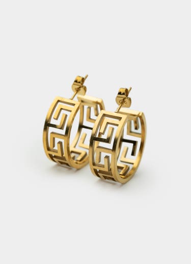 Vendetta Greca Link Earrings - 18k Gold Plated in Gold