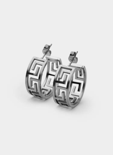 Vendetta Greca Link Earrings - Stainless Steel in Silver