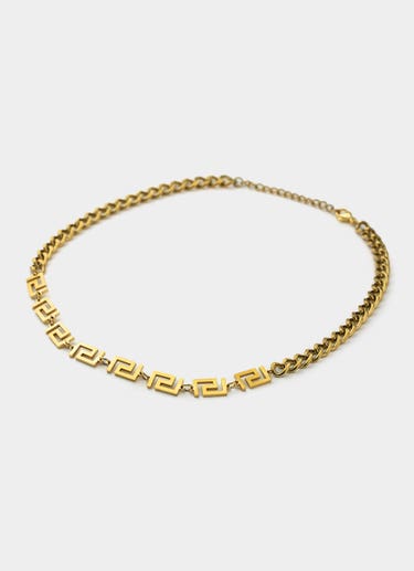 Vendetta Greca Link Necklace - 18k Gold Plated in Gold