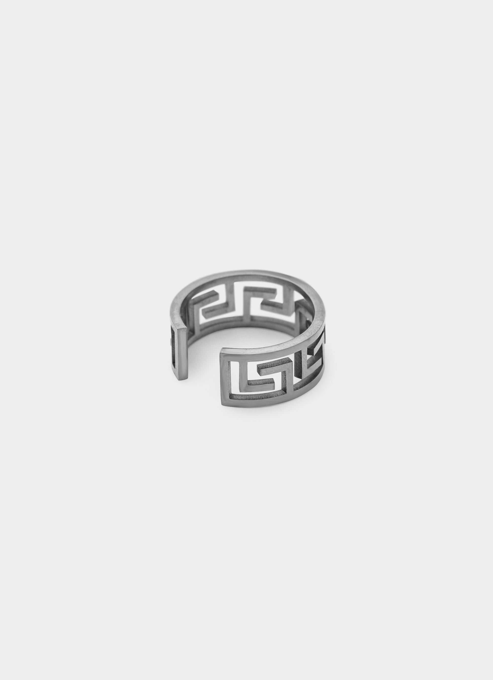Vendetta Greca Link Ring - Stainless Steel in Silver