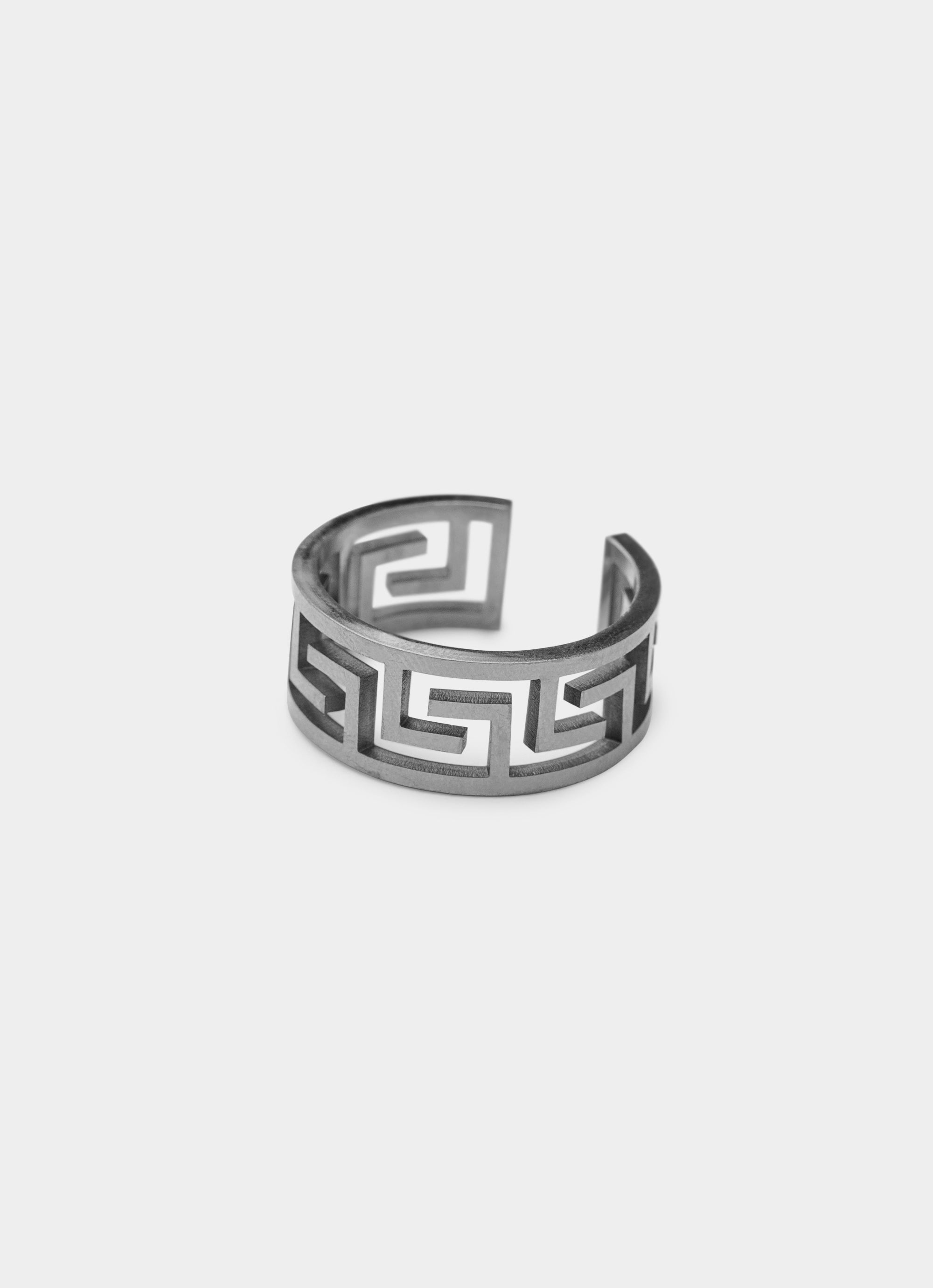 Vendetta Greca Link Ring - Stainless Steel in Silver