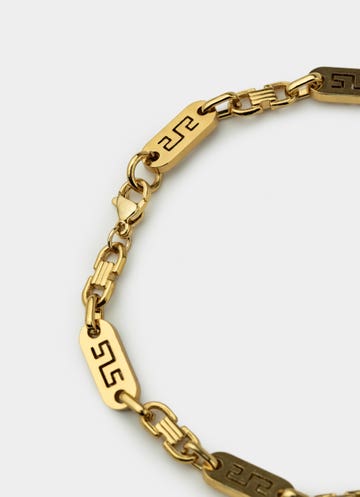 Vendetta Greca Plate Bracelet 6mm - 18k Gold Plated in Gold