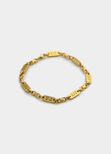 Vendetta Greca Plate Bracelet 6mm - 18k Gold Plated in Gold