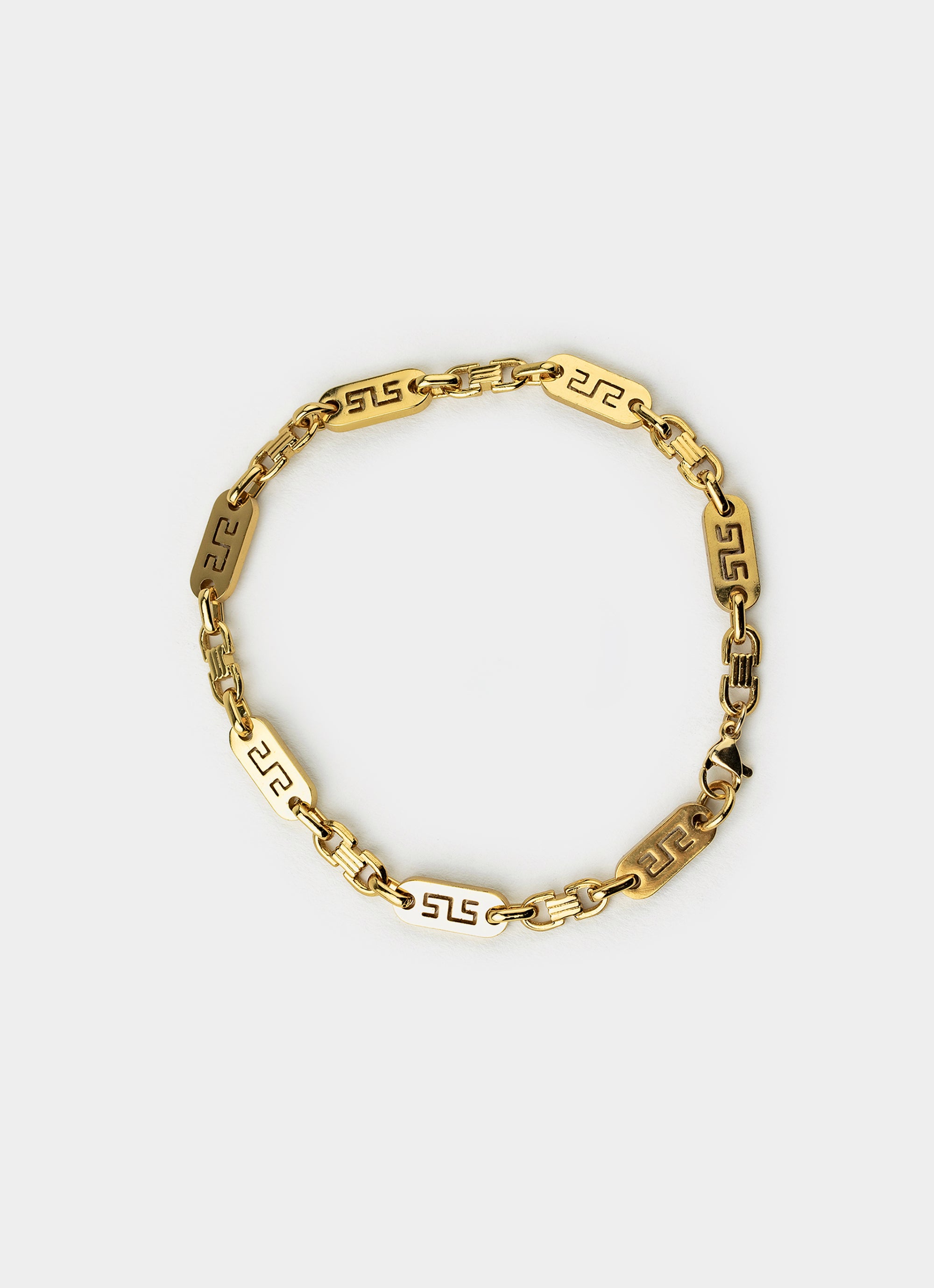 Vendetta Greca Plate Bracelet 6mm - 18k Gold Plated in Gold