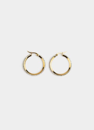 Vendetta Ice Hoop Earring - 18k Gold Plated in Gold