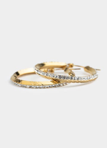 Vendetta Ice Hoop Earring - 18k Gold Plated in Gold