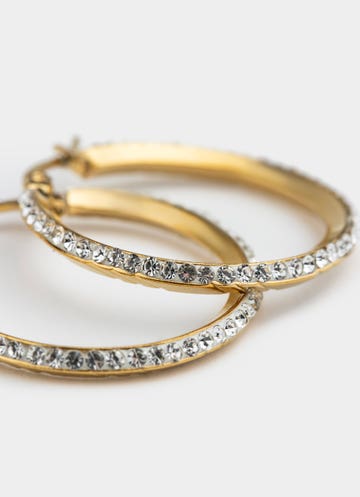 Vendetta Ice Hoop Earring - 18k Gold Plated in Gold