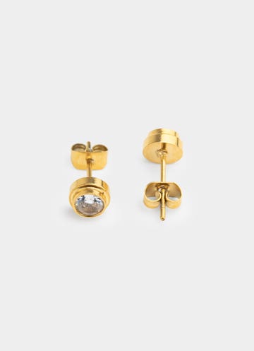 Vendetta Mounted Stud Earrings -  18k Gold Plated in Gold